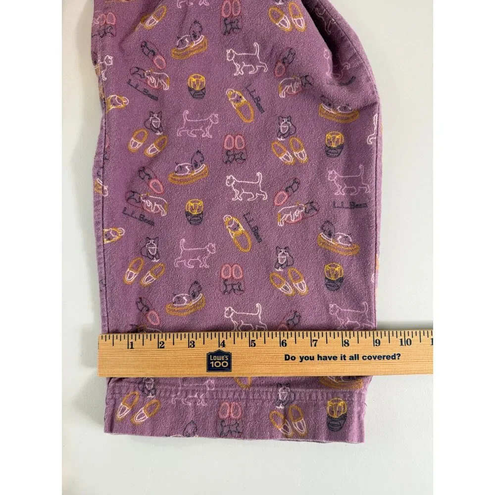 L.L.Bean Women’s Purple Lounge Pajama Pants Medium Petite Cat Slipper Print